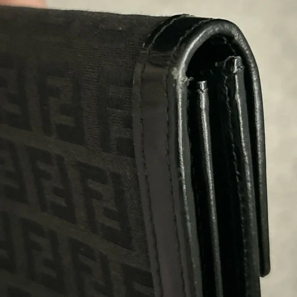 ❗️SOLD❗️ NEW Y2K Fendi Zucchino Black Continental Monogram FF Canvas Long Wallet - Picture 12 of 12